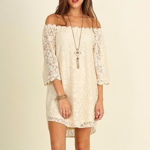Pink Lily Off Shoulder Lace Dress